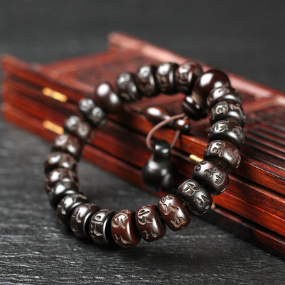 Close-up of Thunderwood Bracelet made from Lightning Strike Wood beads for healing energy