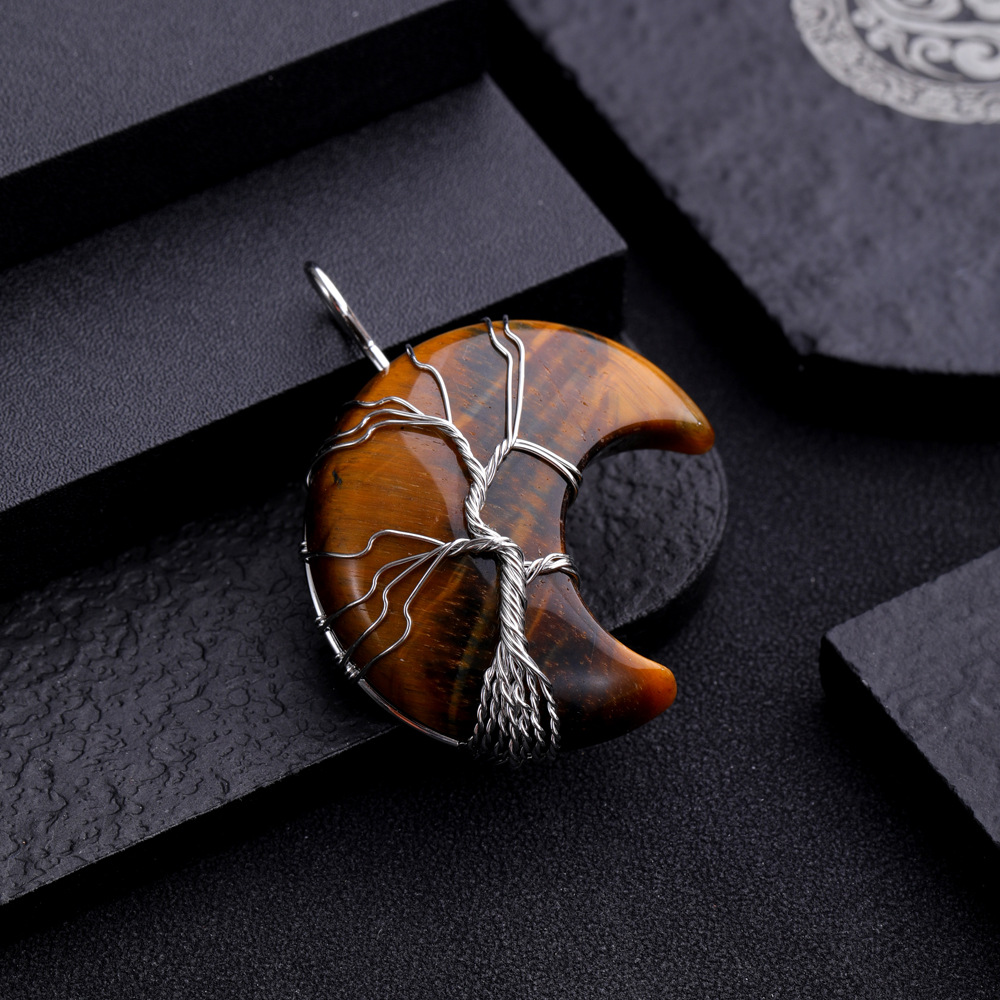 tiger eye pendant moon tree of life