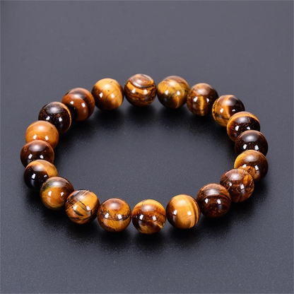 Tiger Eye Protection Bracelet displayed from the side to highlight the stone's natural beauty