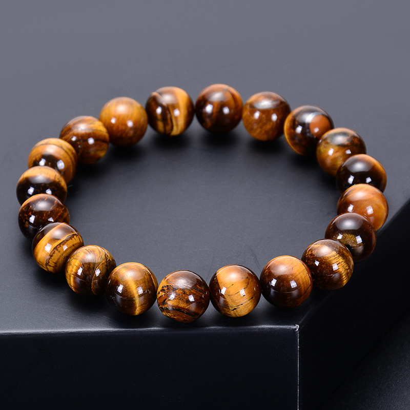 Close-up shot of the Tiger Eye Protection Bracelet, showing natural stone detail