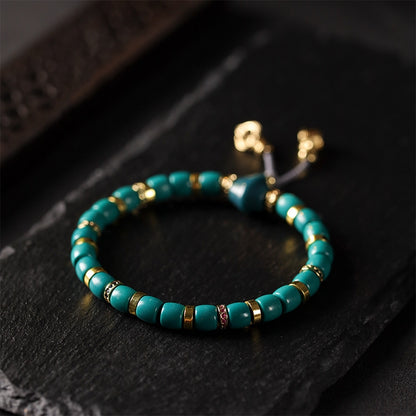 Close-up of the Turquoise Lucky Bracelet showing the intricate turquoise stones